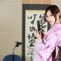 Horny Misaki Yoshimura in sexy kimono revealing her juicy cunt