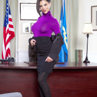 Bonnie Rotten stripping on the Presidents Desk