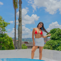 Thick Latina Ashley Crespo takes off her sexy bikini outdoors