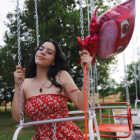 Adorable Sally Hunter undressing in the local amusement park