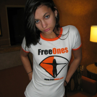 Georgia Jones stripping off her Freeones Outfit