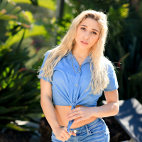 Blonde Abella Danger shows her body outdoors