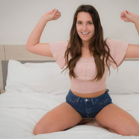 Sexy Nolina Nyx shows off her great rack before tugging her agents cock