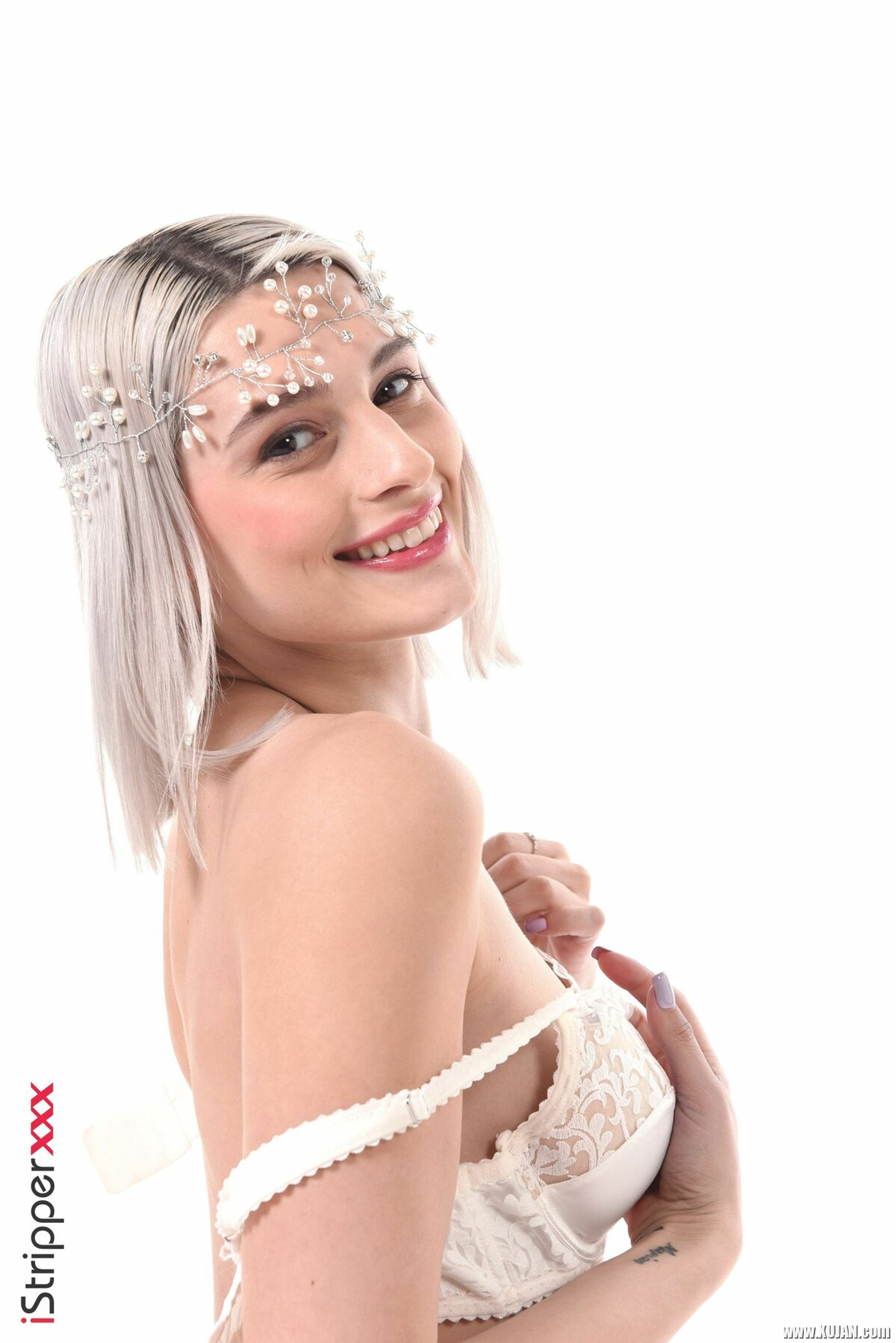 Tattooed blonde wearing white lingerie having fun Christy White - Photo #3311203