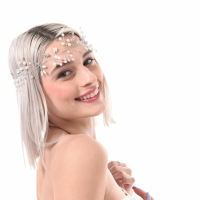 Tattooed blonde wearing white lingerie having fun Christy White