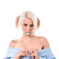 Blonde sweetie Christy White pleasing herself with a blue dildo