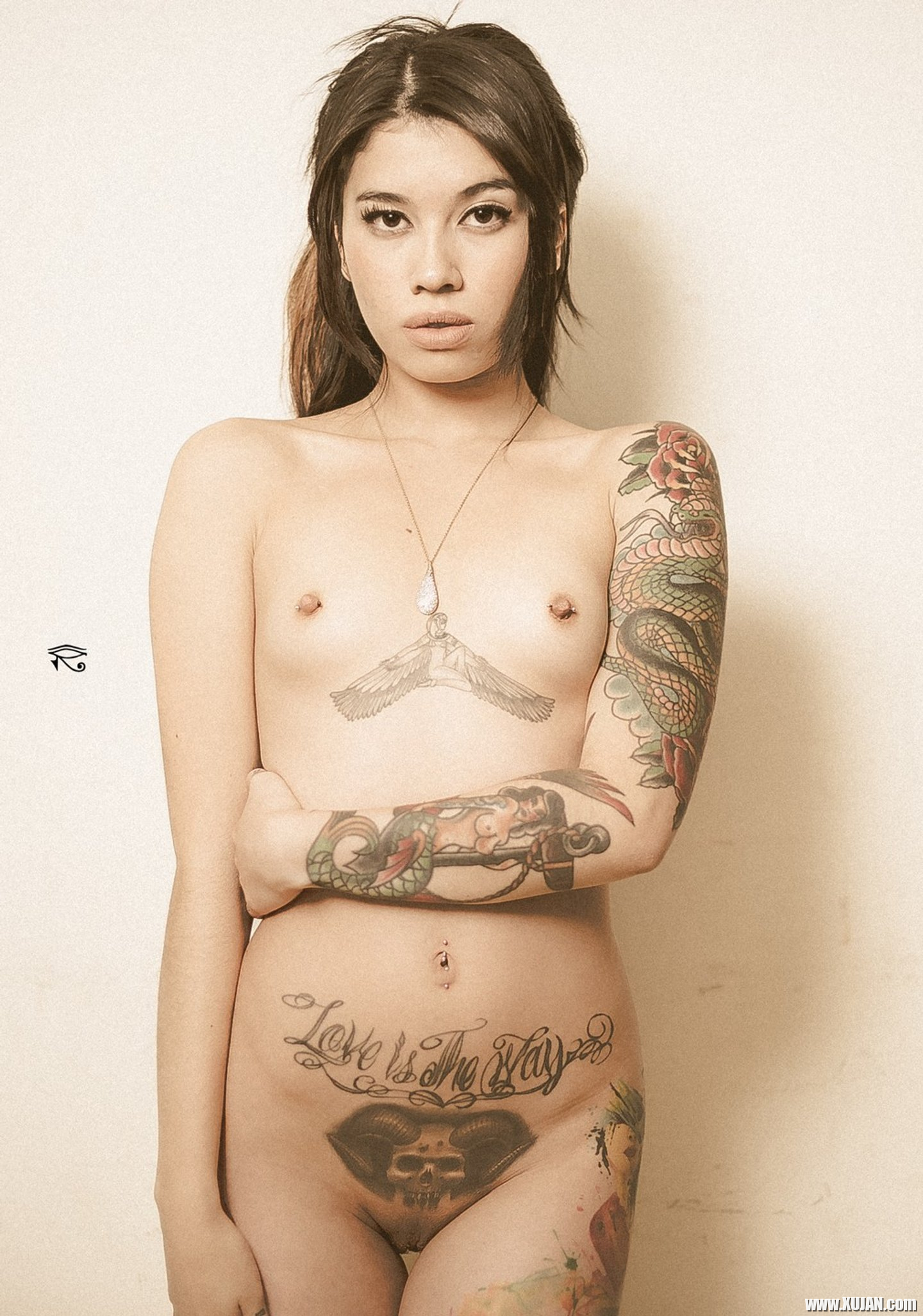 Gorgeous alt Latin teen Jessica Alvarez strips and shows her shaved pussy - Photo #3313167