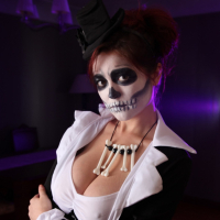 Spooky Tessa Fowler showing her Tits for Halloween