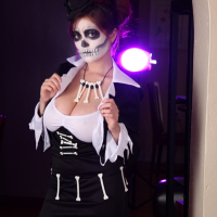 Spooky Tessa Fowler showing her Tits for Halloween