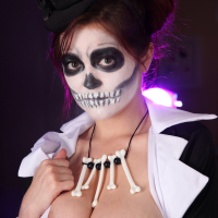 Spooky Tessa Fowler showing her Tits for Halloween
