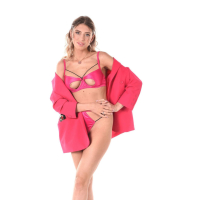 Stunning Fanta Sie wearing pink lingerie playing with her favorite dildo