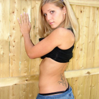 Karen Dreams Hot Stripping Pictures in her Denim Skirt