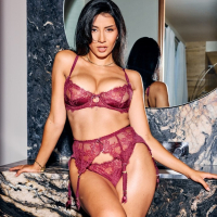 Busty Roxie Sinner drops her lingerie to be fucked by her black lover