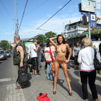 Michaela Isizzu posing naked in Public Places
