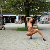 Michaela Isizzu posing naked in Public Places