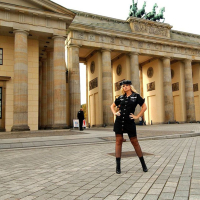 Hot blonde Bobbi Eden in a Police Uniform posing