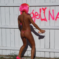 Angelina Valentine tagging her Name with her Tits out