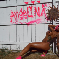 Angelina Valentine tagging her Name with her Tits out