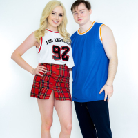 Blonde cutie Lexi Lore drops her red dress to ride a fat manhood