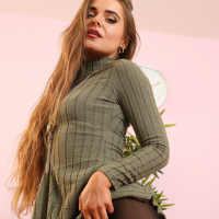 Only Tease studio presents brunette Lola Elle wearing black lingerie