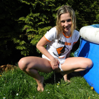 Young Leony Aprill soaks her FreeOnes Shirt all Wet