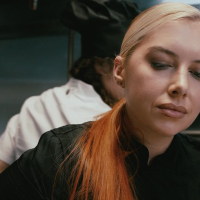 Busty and lusty chef Cubbi Thompson fucking hard in the kitchen