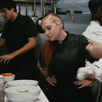 Busty and lusty chef Cubbi Thompson fucking hard in the kitchen