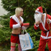 Blonde Alix Feeling gets penetrated hard by Santa