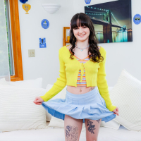 Small tits brunette Remi Raw opens legs to be fucked on the sofa