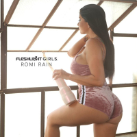 Curvy Romi Rain strips down and strokes her Beaver