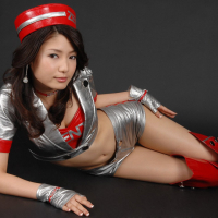 Cute Japanese Hiromi Furusawa in red latex boots