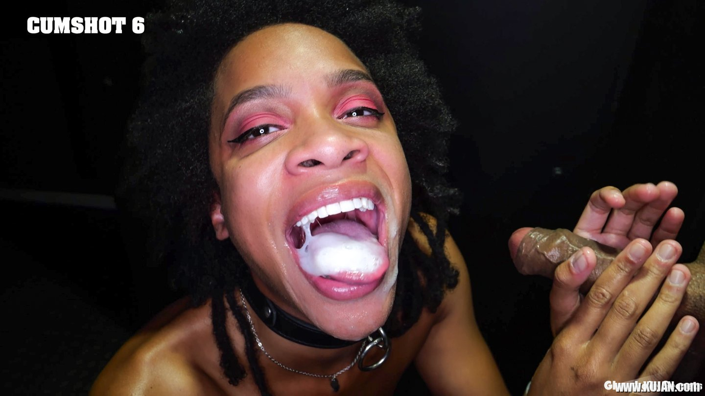 Ebony Myste Vixen sucks multiple dicks and eats cum through the glory hole - Photo #3360972