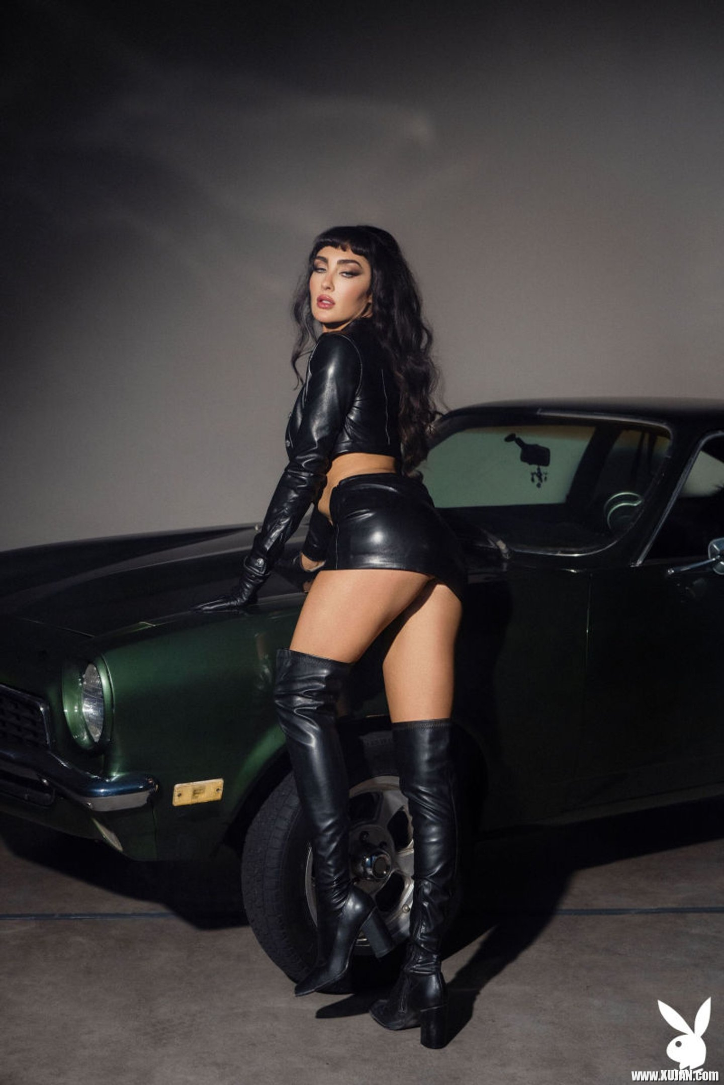 Long legs brunette Scarlett Kapella posing on the car - Photo #3361236