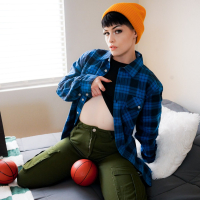 Pale brunette Raee Ripley with short hair fucked by her handsome lover