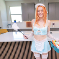 Playful redhead maid Gracey Snow rides Kyle Masons big cock