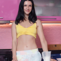 Kitchen striptease by skinny brunette amateur Posy for Amour Angels