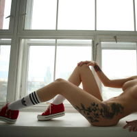 Inked and curvy Hottie shows off her big Tatas