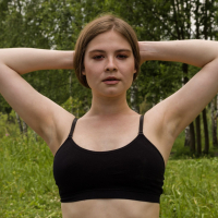 Good looking Kira Rami having fun posing while doing yoga