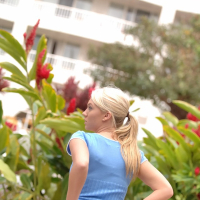 Blonde Alison Angel shows her Boobs