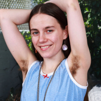 Skinny Sia Wood with hairy armpits doing striptease HD