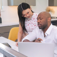 Asian doll Lulu Chu gets pumped with her tutors huge black wiener