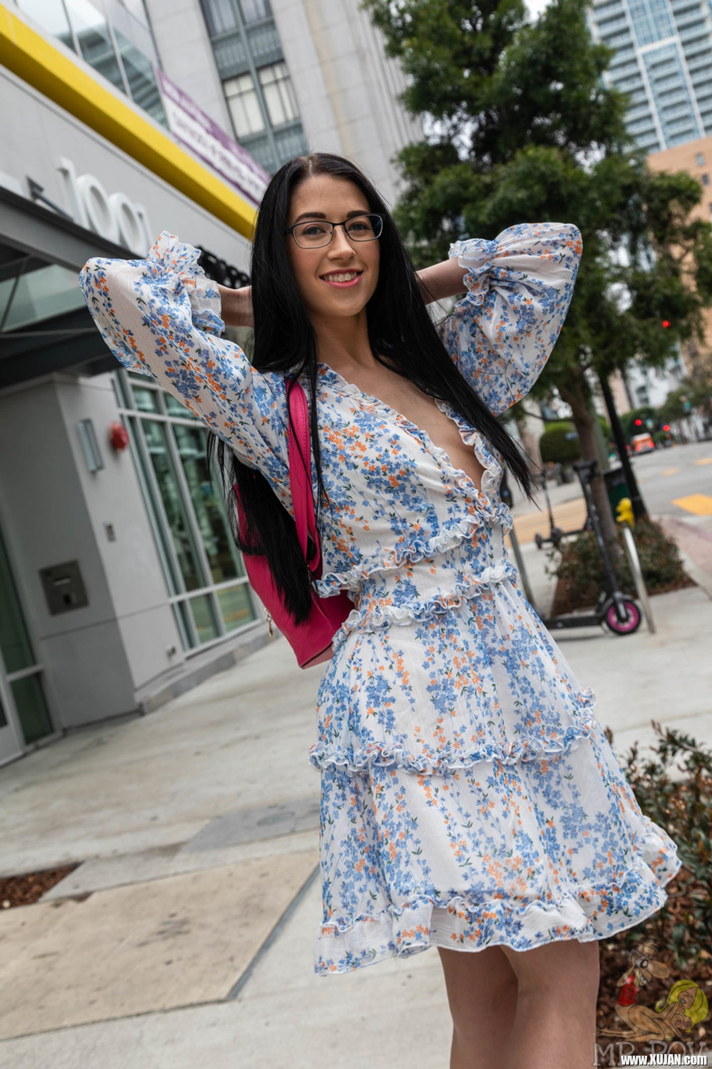 Skinny slut Alex Coal with glasses sucks a dick and rides in POV - Photo #3375221