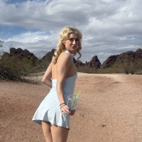 Solo blonde Crystal Waters with hot ass and nice tits flashing her twat