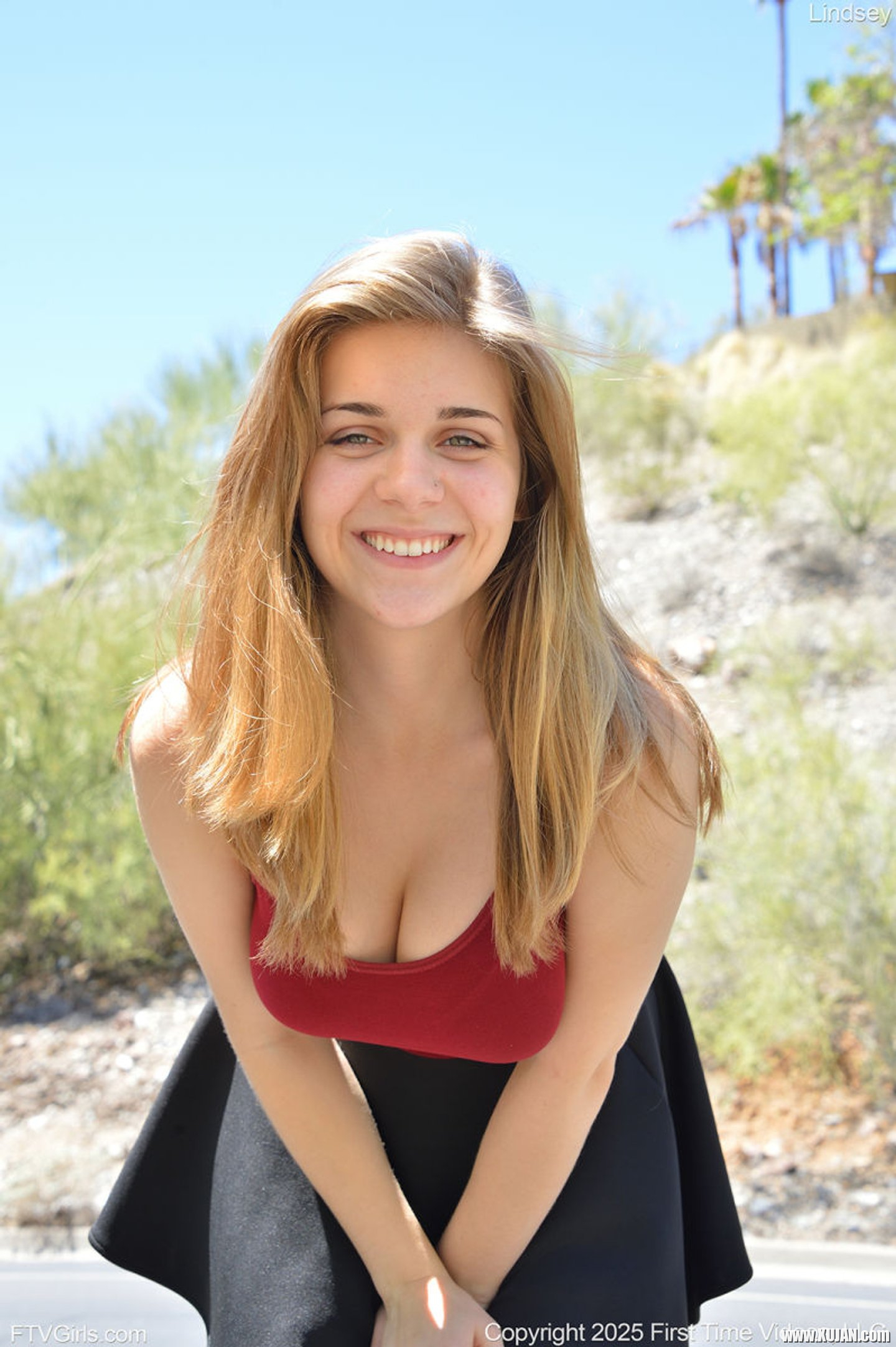 Gorgeous Natalie Austin with big natural tits doing striptease outdoors - Photo #3377194