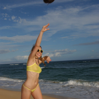 Lovely Girl posing and fingering Twat on the Beach