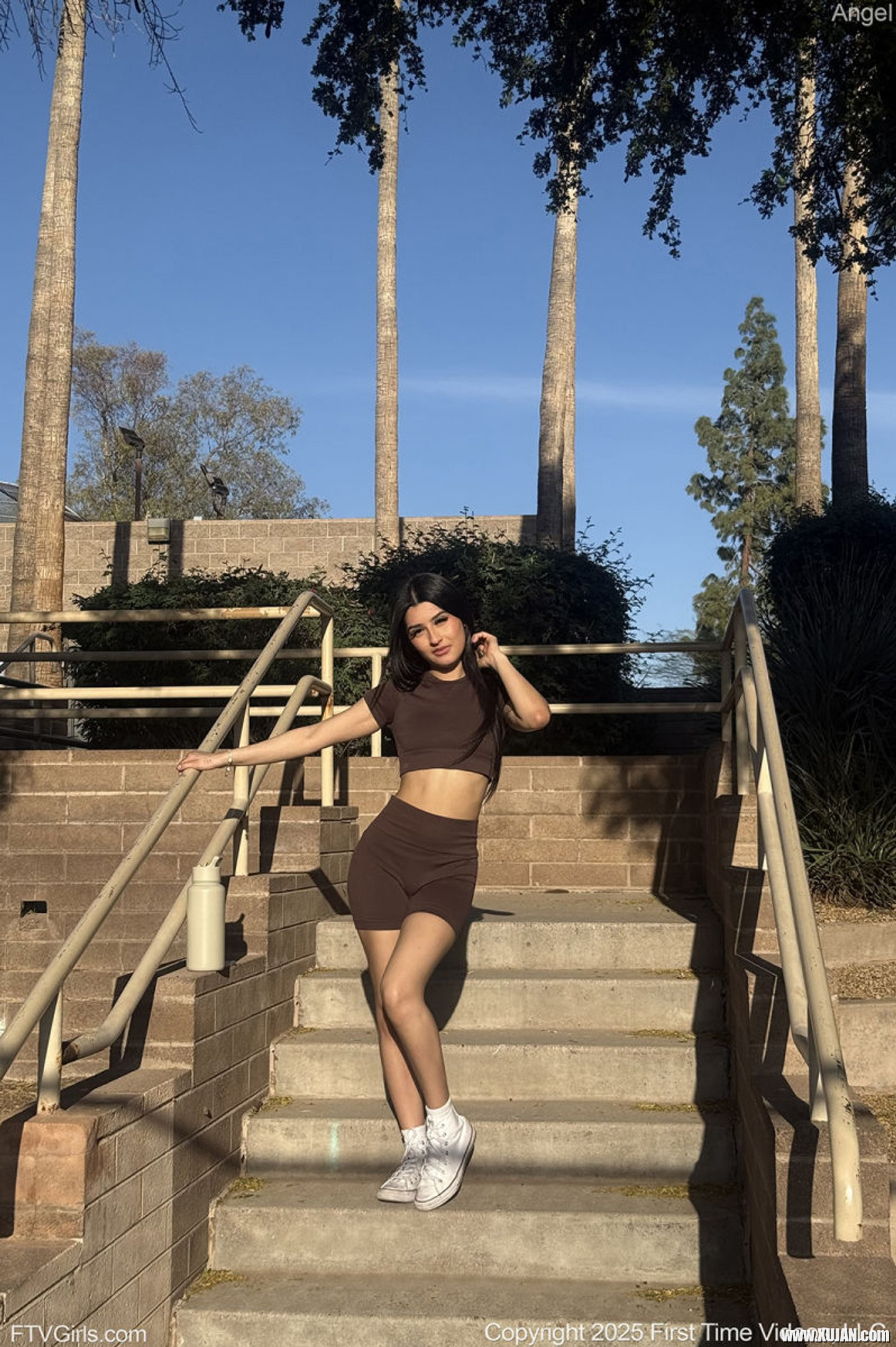 Brunette Angel having fun flashing her hot ass natural tits in public - Photo #3382315
