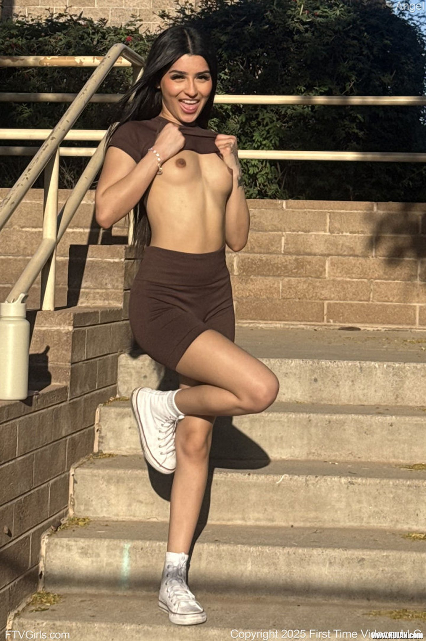 Brunette Angel having fun flashing her hot ass natural tits in public - Photo #3382316