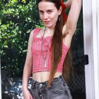 Hairy amateur Sia Wood spreads legs and shows her holes