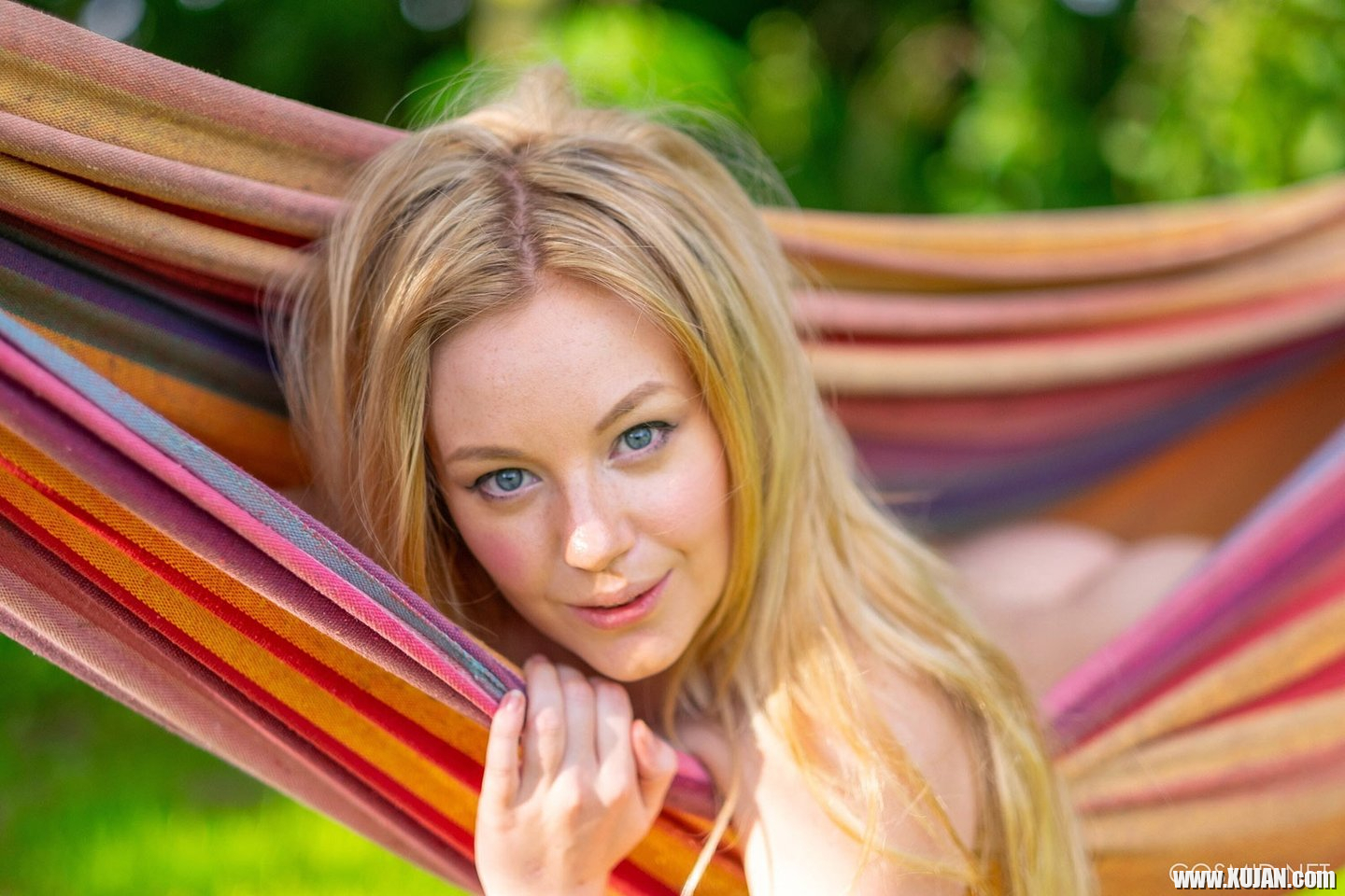 Outdoors session with foxy blonde Willow Hudson going topless - Photo #3389492