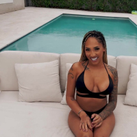 Hot ebony Kona Jade in sexy black bikini gets exposed by hung JMac